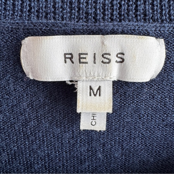 Reiss Wool Sweater size M thin lightweight knit navy blue - Picture 2 of 7